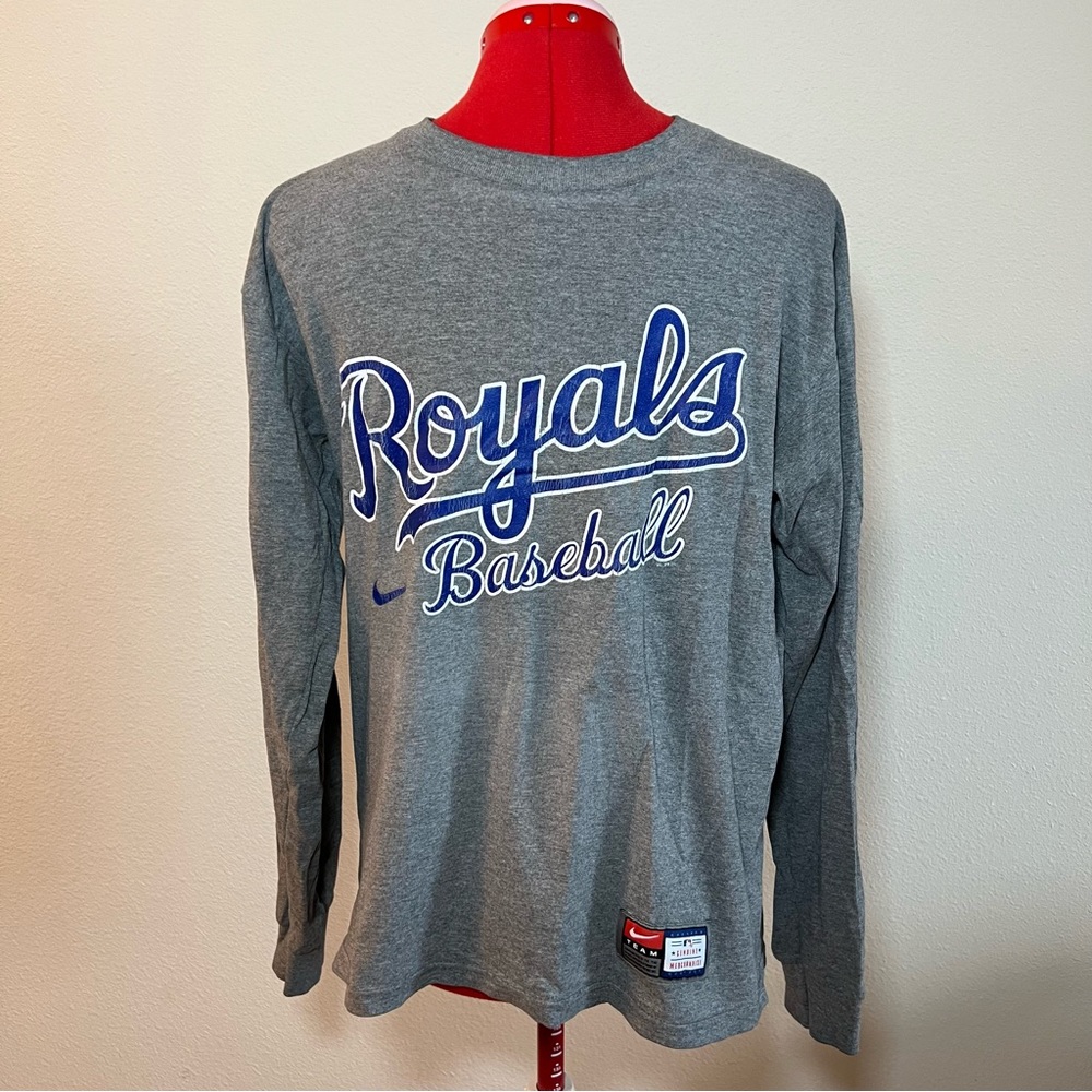 Nike Gray Long Sleeve Royals Baseball Tee